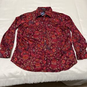 Floral Red Button-Up Shirt
